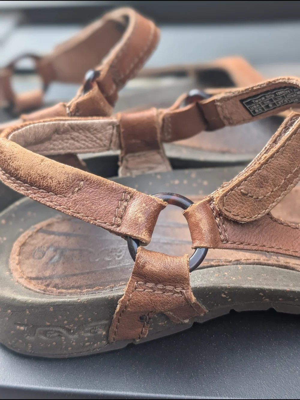 Teva Brown Leather T-Strap Comfort Sandals